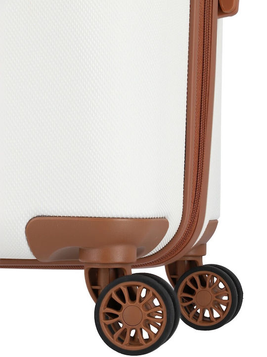 Travelite Bali Große Hartschale Reise Koffer Weiß Cognac mit 4 Räder Höhe 77cm