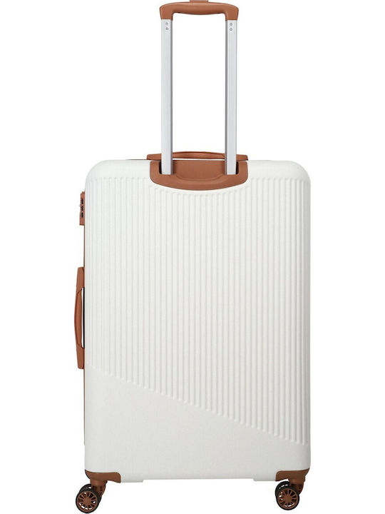Travelite Bali Große Hartschale Reise Koffer Weiß Cognac mit 4 Räder Höhe 77cm