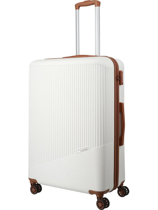 Travelite Bali Große Hartschale Reise Koffer Weiß Cognac mit 4 Räder Höhe 77cm