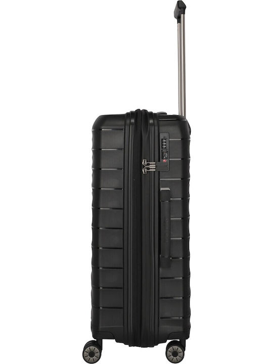 Travelite Mooby Medium Hard Travel Suitcase Black with 4 Wheels
