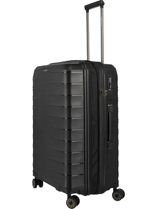 Travelite Mooby Medium Hard Travel Suitcase Black with 4 Wheels