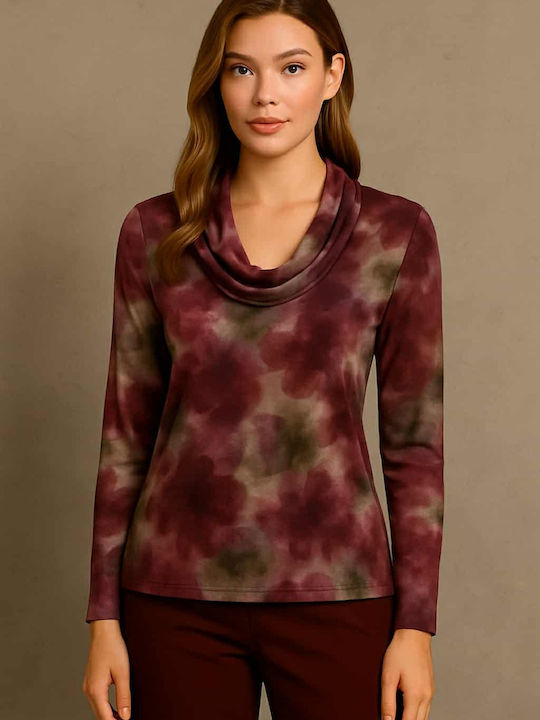Damen Bluse Drapierung Burgundy