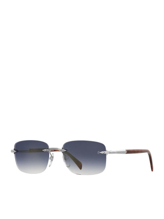 David Beckham Men's Sunglasses with Brown Tartaruga Metal Frame and Blue Lens