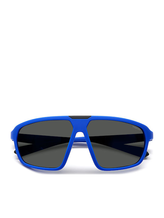 Polaroid Men's Sunglasses with Blue Horn-Rimmed Frame and Grey Polarized Lenses PLD2142/S DOF/M9