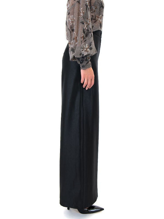 Damen Stoffhose in Breit Bein Stil Schwarz