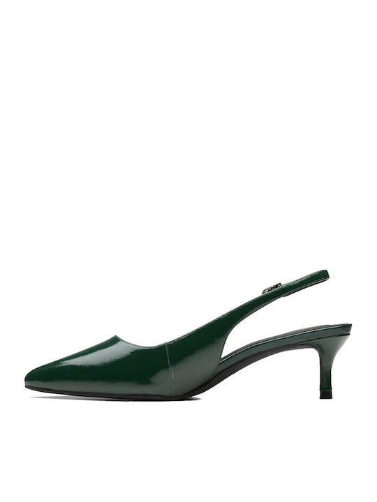 Leather Green Heels Sling