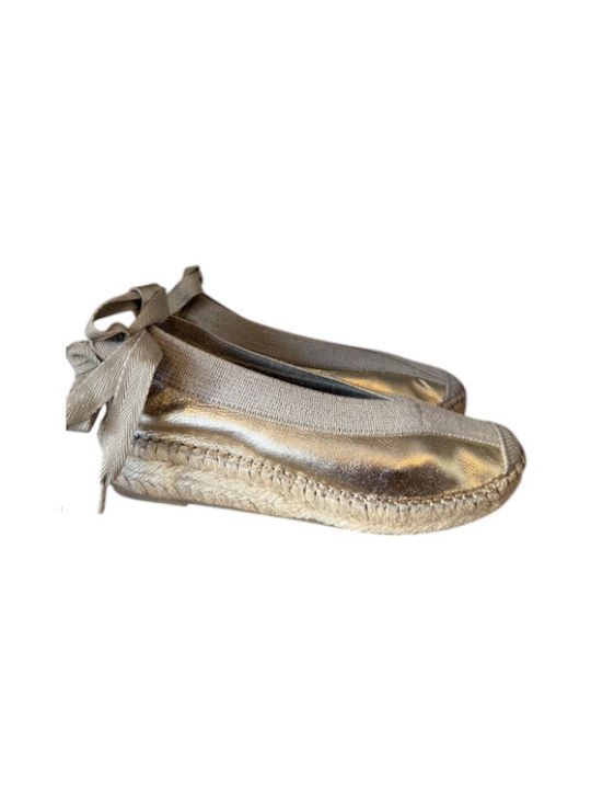 Women's Leather Espadrilles Gold