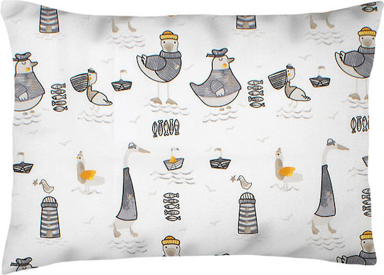 Dimcol Βρεφική Μαξιλαροθήκη από 100% Βαμβάκι White-grey 45x35εκ.