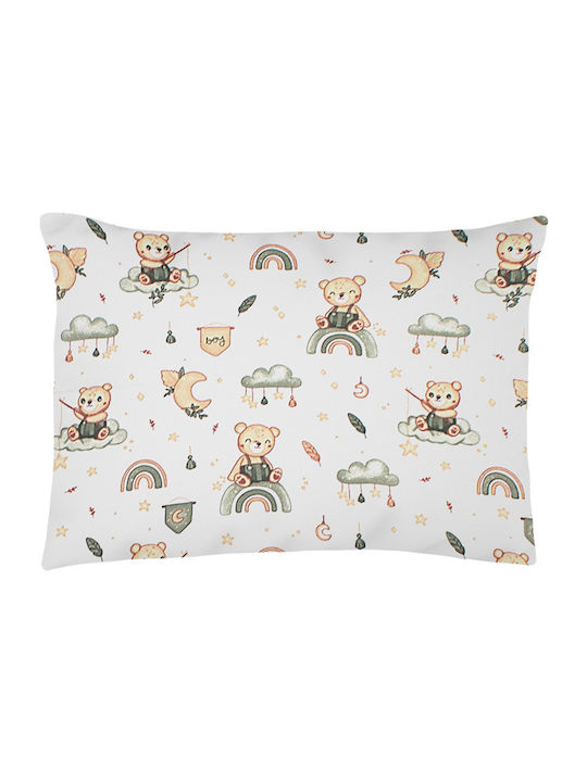 Dimcol Βρεφική Μαξιλαροθήκη από 100% Βαμβάκι White-olive 35x45εκ.