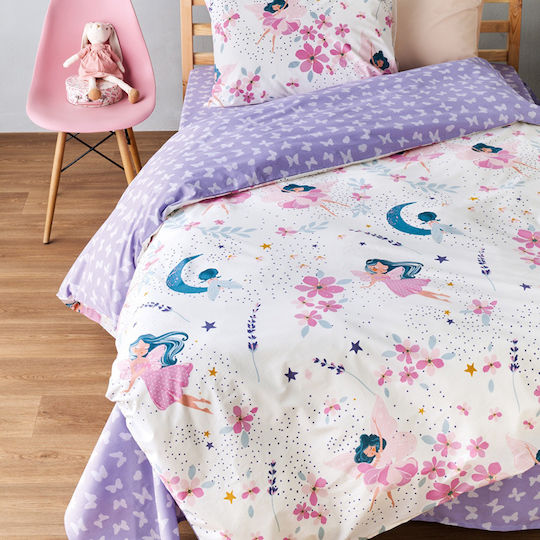 Kentia Sirin Set Kids Duvet Cover Single with Pillowcase Cotton White 165x245cm