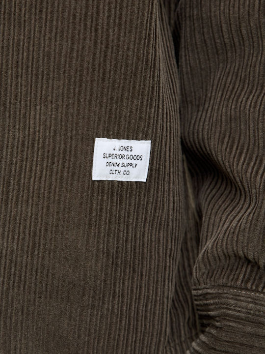 Μακρυμάνικo Βαμβακερό Overshirt Black Olive