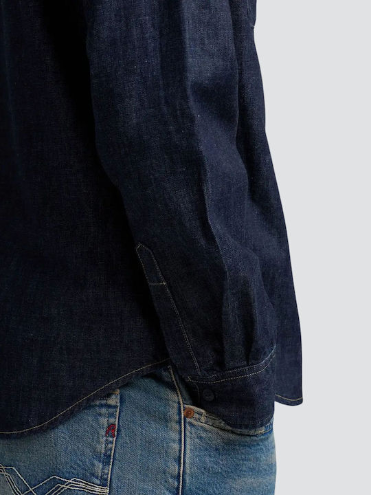 Long-sleeved Denim Shirt Dark Blue Denim