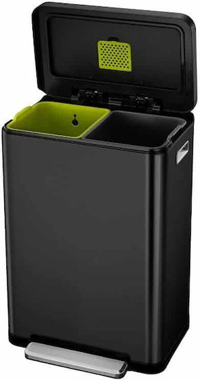 Eko Coș De Gunoi X-Cube VB 936840 Reciclare Din Oțel Inoxidabil Cu Pedală Negru 40lt