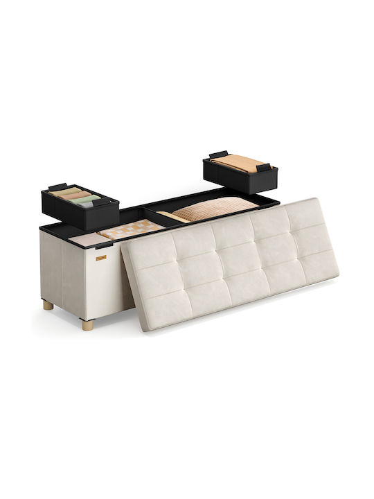 Songmics Stoff-Tabouret Mit Stauraum Beige 110x38x40cm