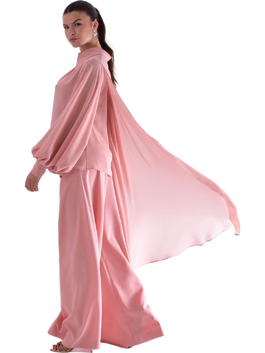 Damen Hoch tailliert Stoff Hose Rosa