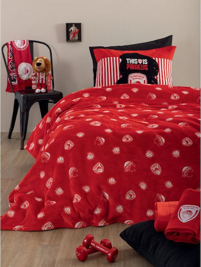 Palamaiki Kids Velvet Blanket Olympiakos Official BC 160x220cm Red