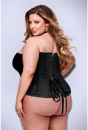 Sexy Black Corset Lace Details Baci Lingerie Bustier Lace Details Queen Size Black