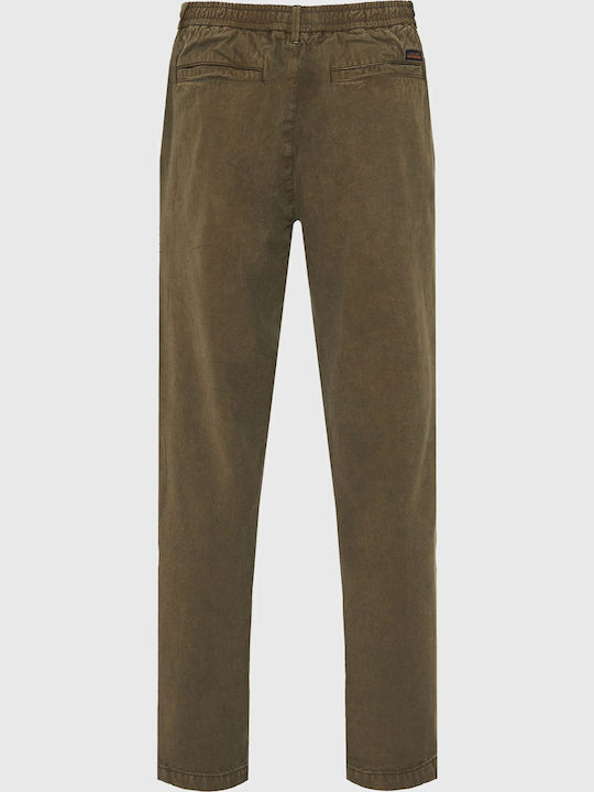 Παντελόνι Chino Ελαστικό σε Loose Εφαρμογή Dusty Olive Khaki