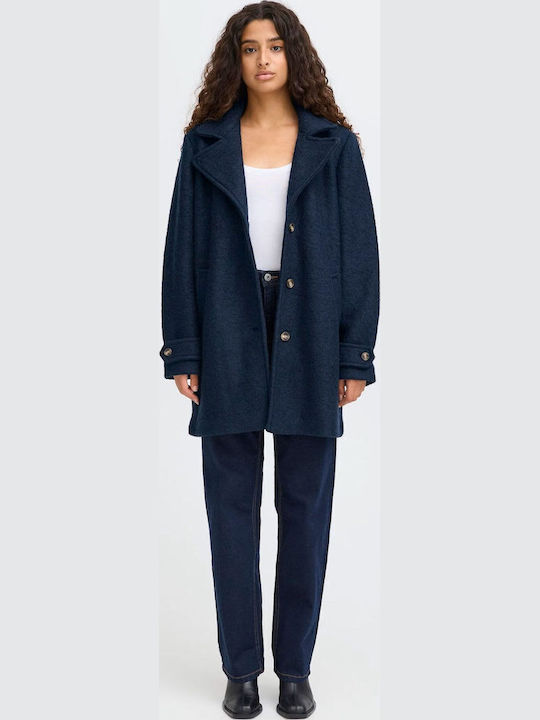 Din lână Femeie Dark Navy Palton