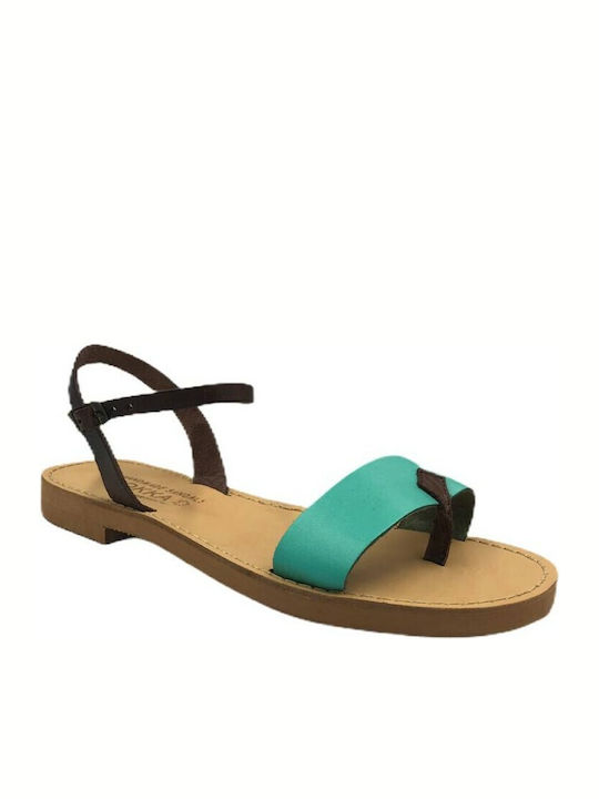 Women's Flat Sandals in Turquoise Color