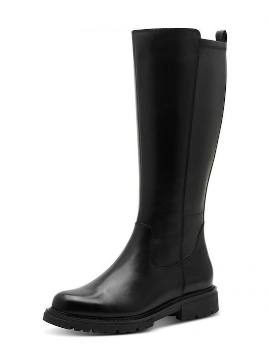 Leather Women's Boots with Rubber / Zipper Black