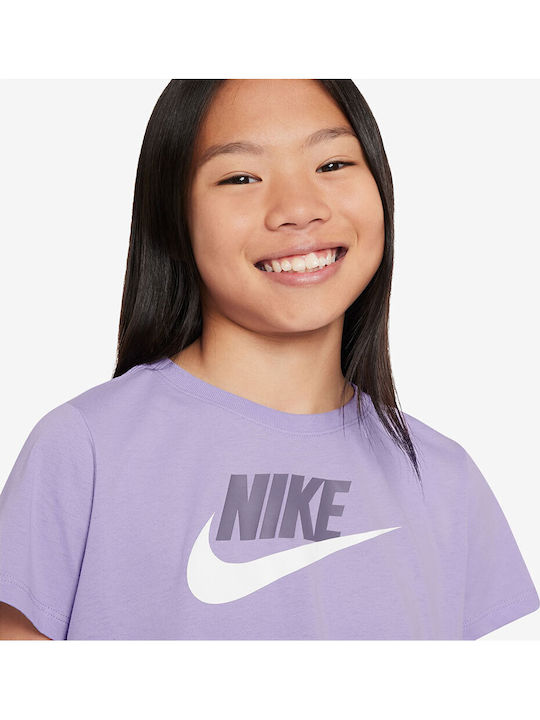 Kids' Crop Top Short Sleeve Purple Sportswear Crop Futura