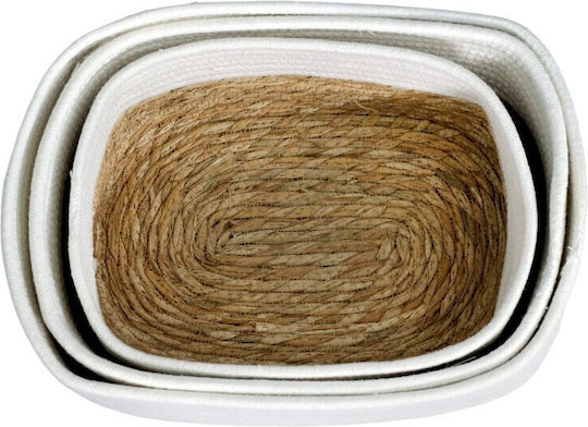 Viosarp Διακοσμητικό Καλάθι Ψάθινο Λευκό 27.5x18x12εκ.