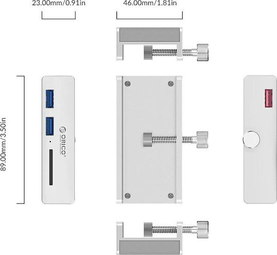 Orico USB 3.0 Hub with 2 Ports USB-A Silver