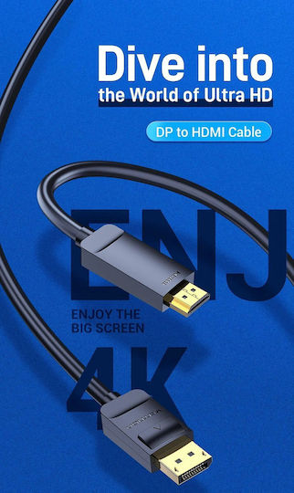 Vention Hfobi Cable Displayport M To Hdmi M 3m Black 4k@30hz