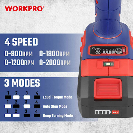 WorkPro WP390213 Безчетков Ударен гайковерт Соло с Приемник 1/2"