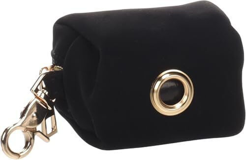 Flamingo Poop Bag Dispenser Mirko Black 8x5x5cm 1 Roll Zipper Carabiner Hook