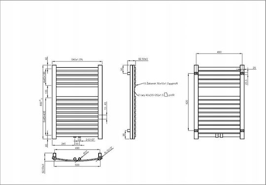 Invena Towel Rail Bathroom 800x540 Black