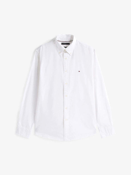 Langärmlig Baumwolle Hemd White