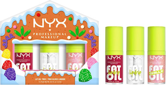 Nyx Professional Makeup Set Gingerbaddie Land Fat Oil Lip Drip Trio 3x4 8ml