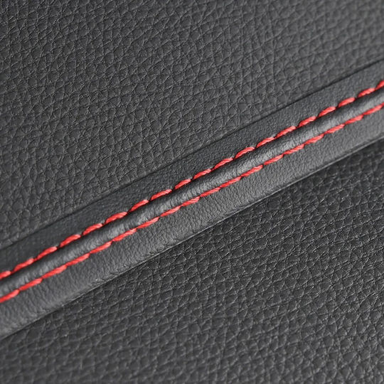 Decorative Strip Vehicle Interior 2m Long Made Faux Leather Black Color With Red Stitching
