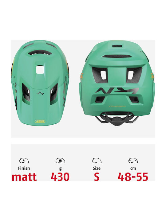 Abus Youdrop Παιδικό Κράνος Full Face για Ποδήλατο Βουνού Salvia Green