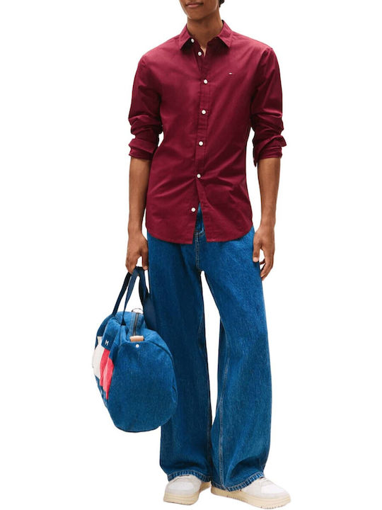 Long-sleeved Cotton Shirt Bordeaux