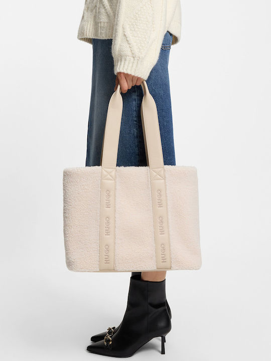 Leder Damentasche Tote Handtasche Ecru