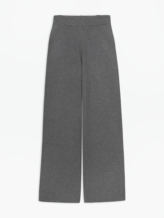 Women's Fabric Trousers with Elastic Regular Fit Grey