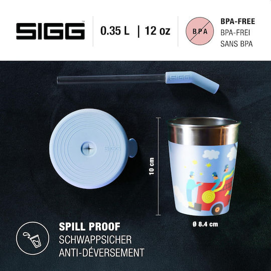 Sigg Детска Бутилка За Вода Пластмасова Със Сламка Синя 350ml