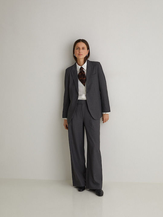 Women's Fabric Trousers Regular Fit Dark Grey