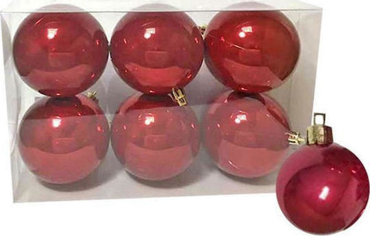 Ornament suspendat Glob Plastic Roșu 8buc Set 6buc