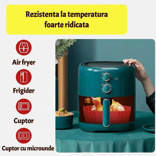 Tavă De Protecție Din Silicon Siks Pentru Air Fryer Universal Prăjire Coacere Reutilizabilă Pătrată Roșie