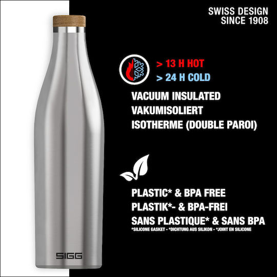 Sigg Meridian Brushed Μπουκάλι Θερμός Ανοξείδωτο BPA Free 500ml Ασημί