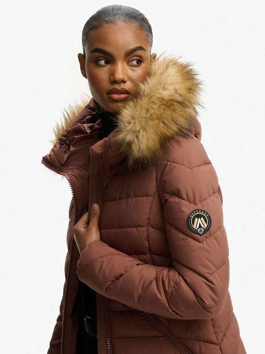Fuji Faux Jachetă de femei Puffer Maro