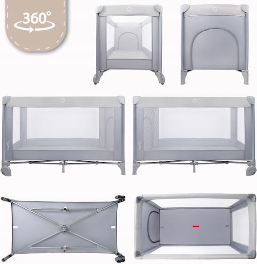 MalPlay Baby Playpen with Mattress Grey 120x60cm