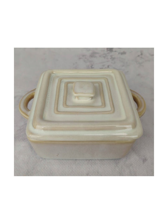 Koopman Pătrat Vas de Gătit Rezistent la Căldură Ceramică cu Capac 14x10.5x6.5cm 4buc