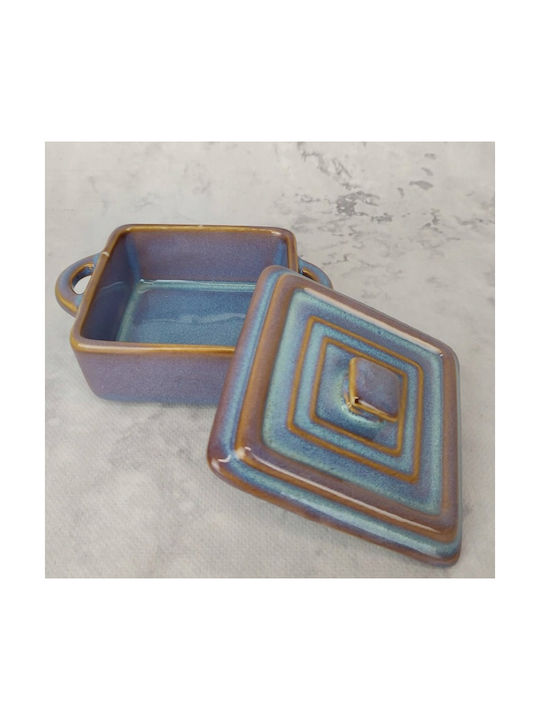 Koopman Pătrat Vas de Gătit Rezistent la Căldură Ceramică cu Capac 14x10.5x6.5cm 4buc