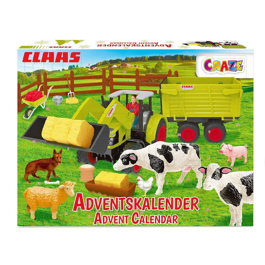 Craze Advent Calendar Children Claas Toy Advent Calendar Boys Farm Figures Tractor 24 Surprises Children From 3 Years