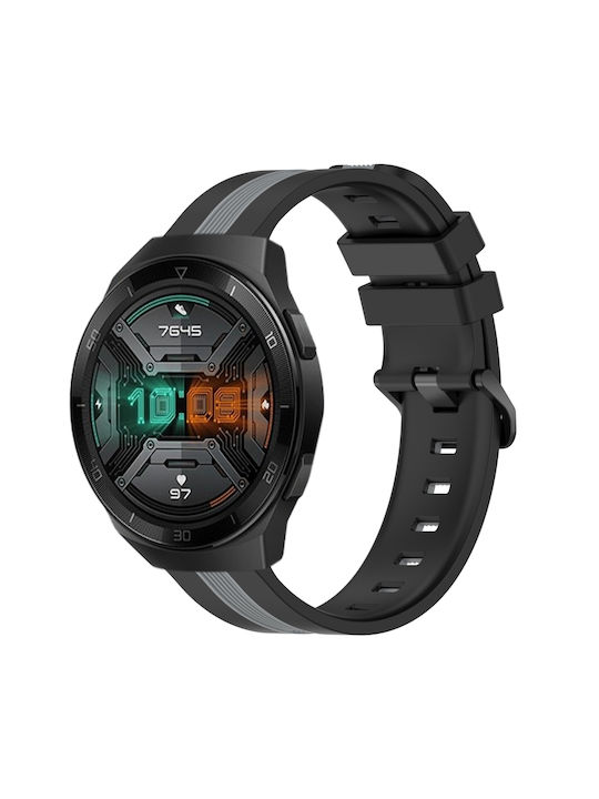 Δίχρωμο Λουράκι Ρολογιού Σιλικόνης Huawei Watch Gt 2e 22mm Μαύρο+γκρι Δίχρωμο Λουράκι Ρολογιού Σιλικόνης Huawei Watch Gt 2e 22mm Μαύρο+γκρι